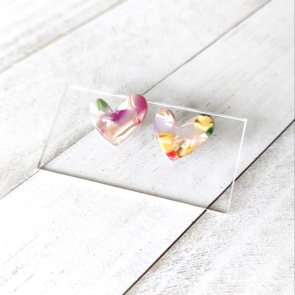 Clara Colorful Heart Studs 3